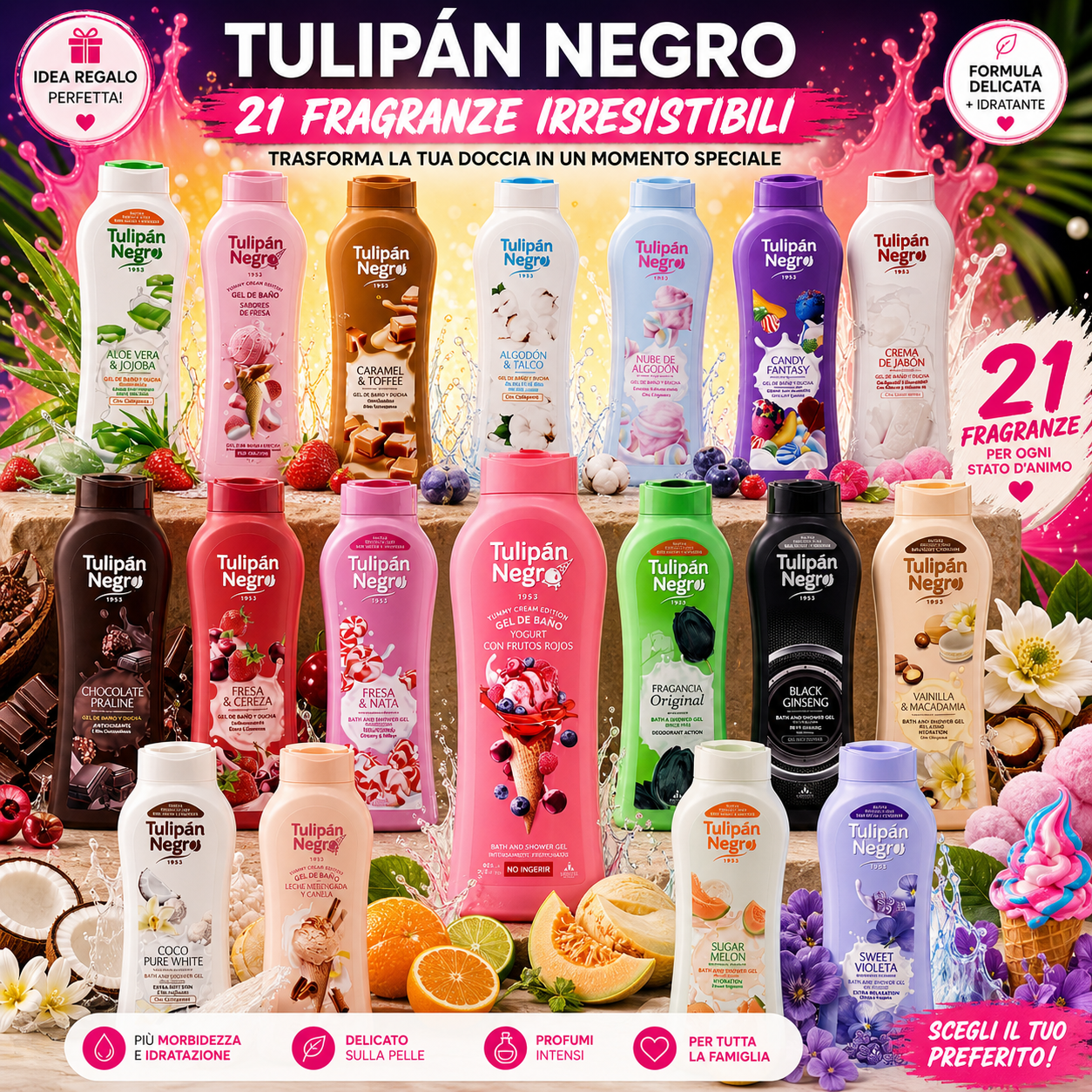 Tulipán Negro Bagnoschiuma Profumato 650ml – Fragranze Intense e Avvolgenti