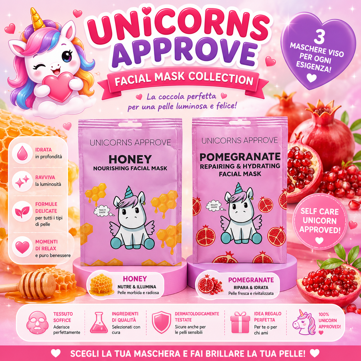 UNICORNS APPROVE | Maschere viso