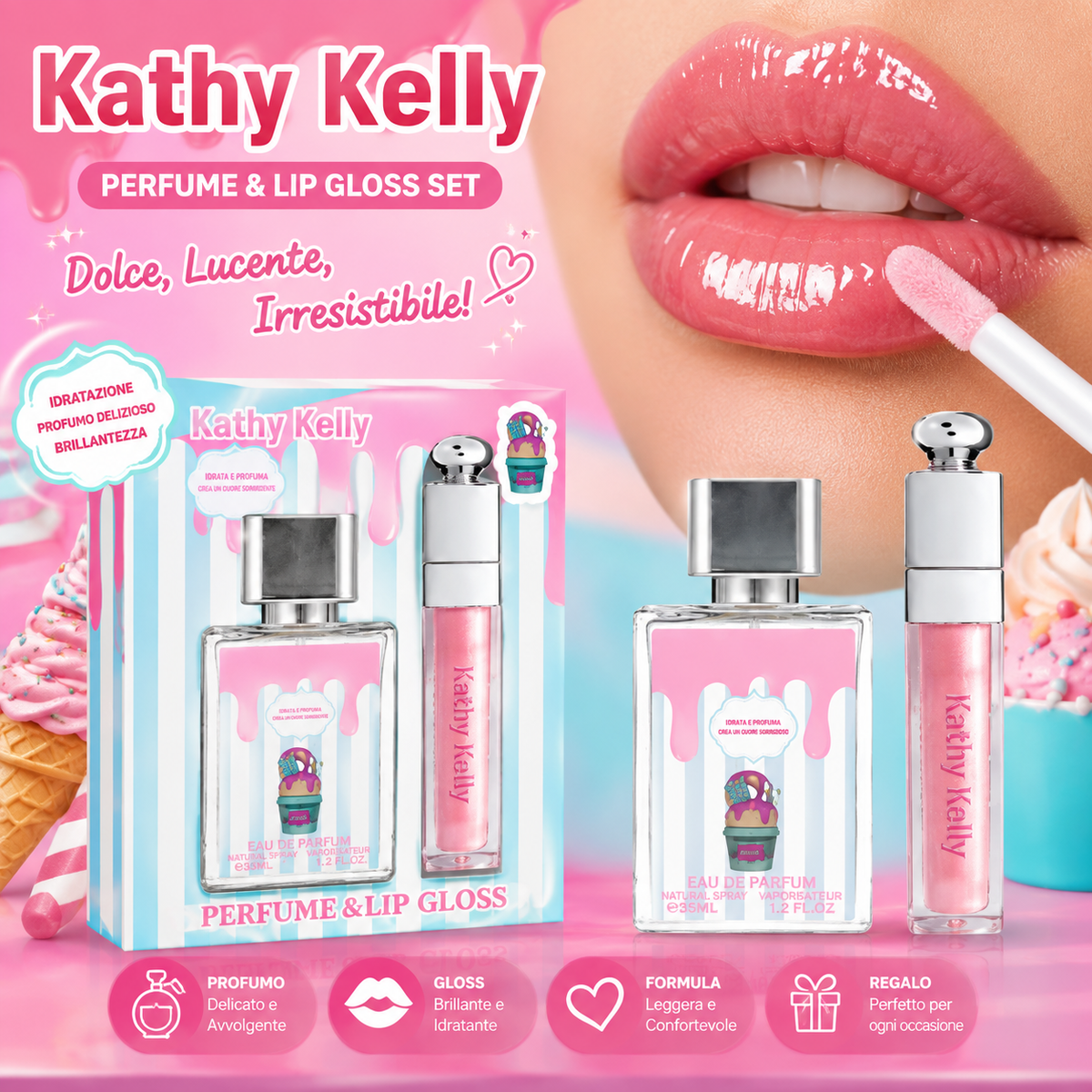 Kathy Kelly Cotton Candy – Profumo 35 ml + Lip Gloss