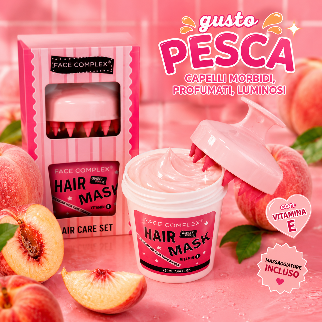 Face Complex Hair Care Set Pesca – Maschera Capelli Profumata + Accessorio Capelli