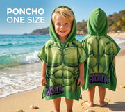 Poncho Telo Mare Bimbo con Cappuccio Hulk - Taglia Unica (Microfibra)