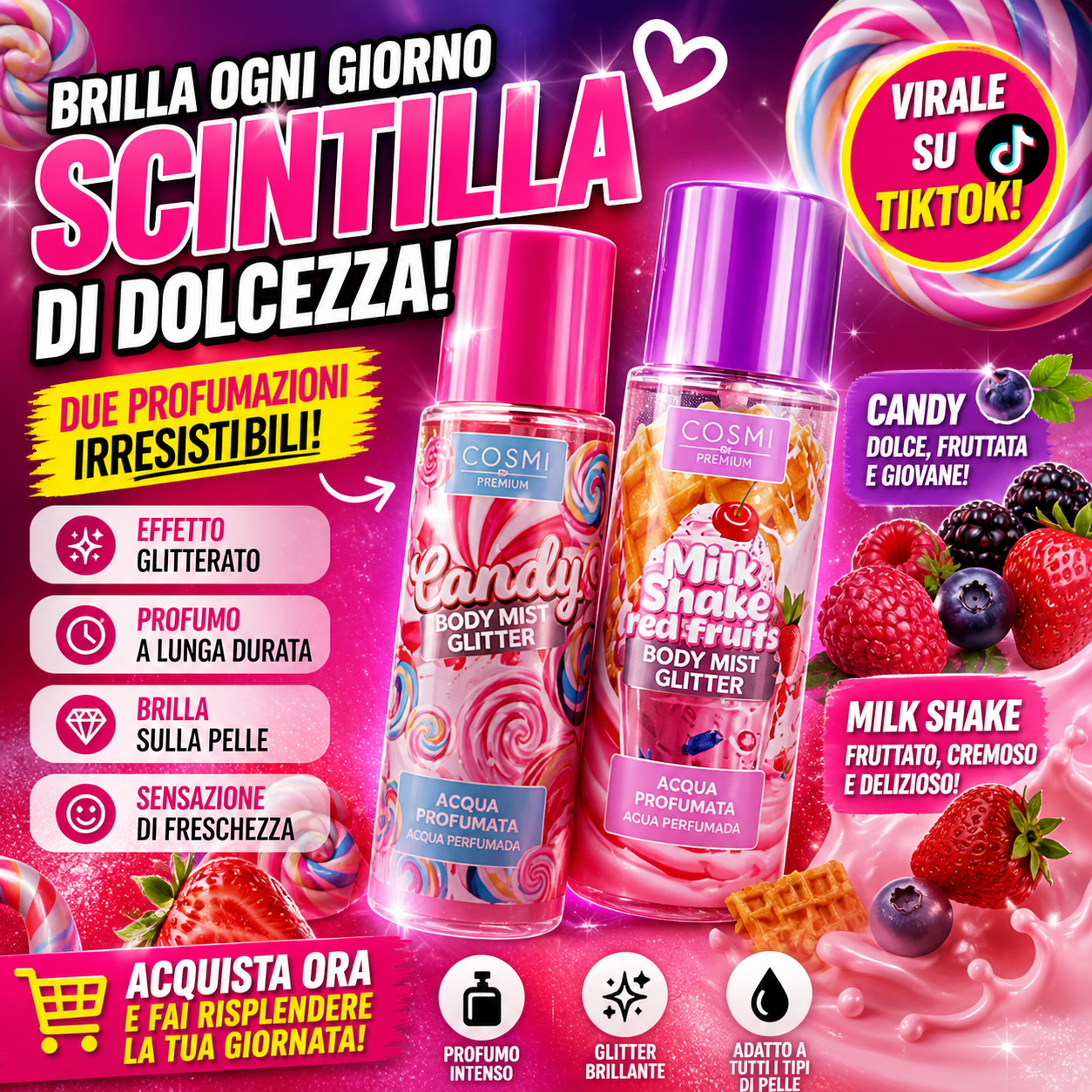 🌸 ACQUA PROFUMATA CORPO CAPELLI GLITTER(SPRAY)

* Formato: 100ml