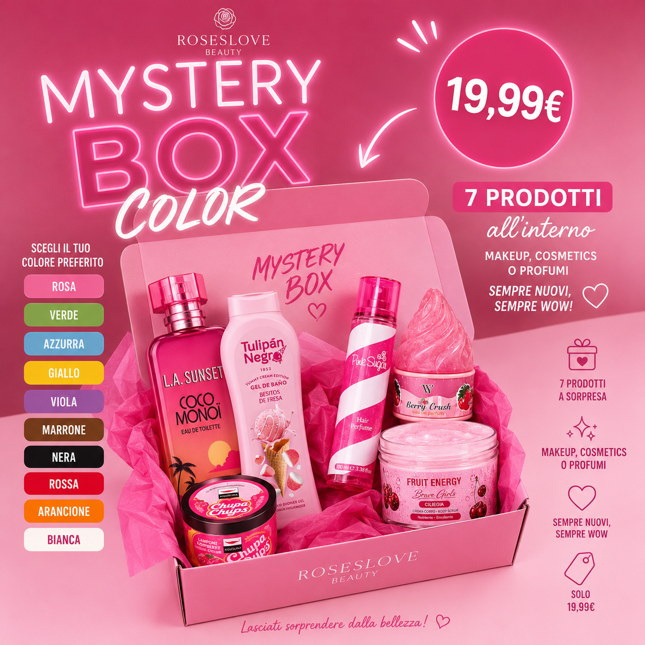 RosesLove Mystery Box Color 7 Prodotti Beauty e Makeup Assortiti