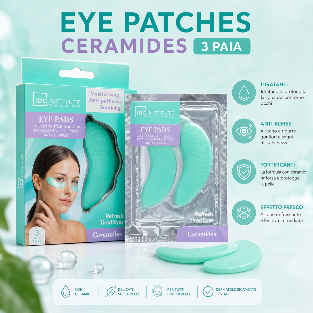 IDC Institute Eye Patches Ceramides 3 Paia – Patch Contorno Occhi Idratanti