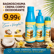 Set Corpo Cocco e Vaniglia 3 Pezzi Bagnoschiuma Crema Corpo Deodorante 250ml + 250ml + 150ml