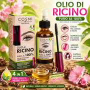 COSMI Premium Olio di Ricino Puro 100% 30 ml – Ciglia, Sopracciglia, Unghie e Capelli con Applicatore