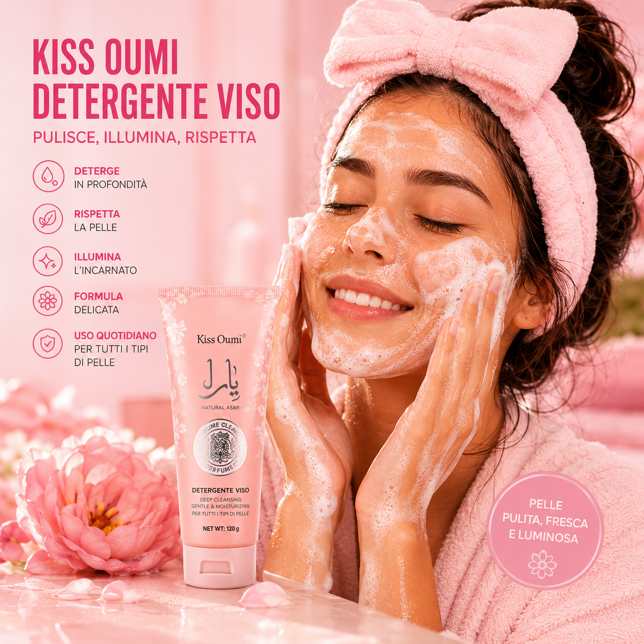 Kiss Oumi Detergente Viso 120ml – Face Cleanser Idratante Delicato