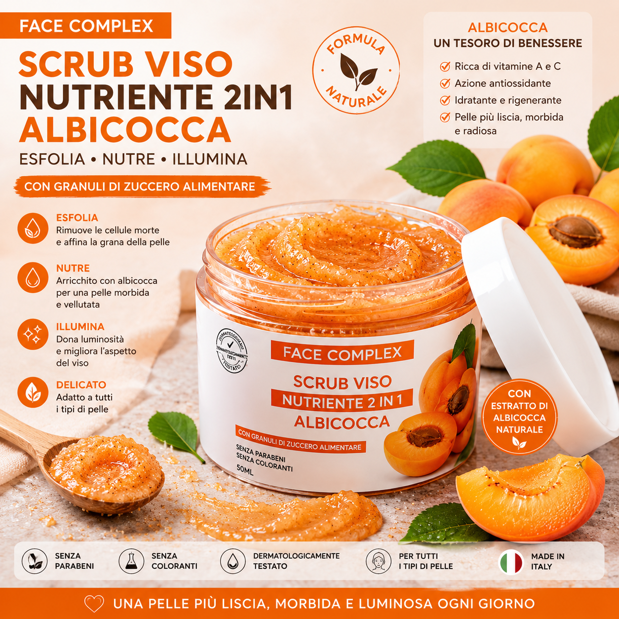 SCRUB FACE COMPLEX VISO | ALBICOCCA