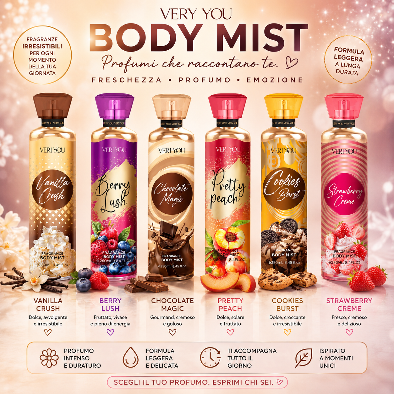 VERY YOU BODY MIST 250ML – Acque Corpo Profumate Donna | Fragranze Dolci, Fruttate e Gourmand