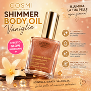 COSMI Premium Shimmer Body Oil Vaniglia 50 ml – Olio Corpo Illuminante Glitter Effetto Glow