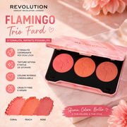Palette Fard Revolution Flamingo Trio – Blush Coral Peach Rose | Makeup Revolution London