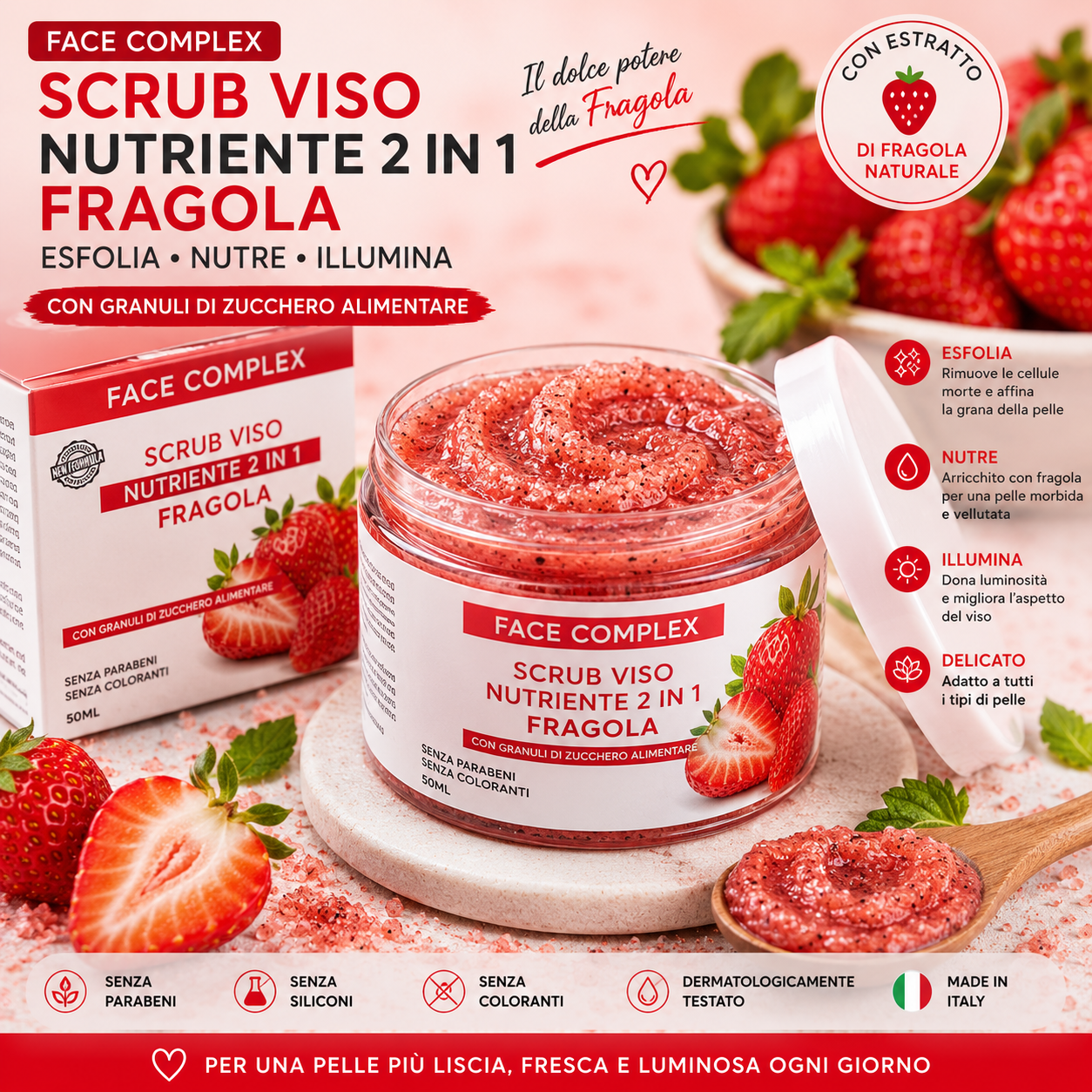 SCRUB FACE COMPLEX VISO | FRAGOLA