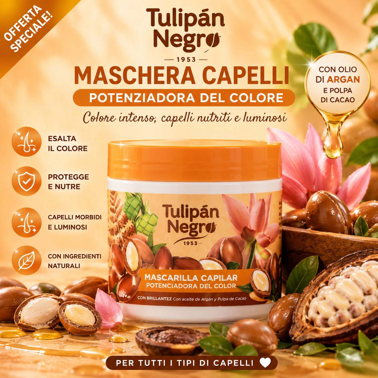 Tulipán Negro Maschera Capelli Olio di Cocco – Maschera Nutriente Riparatrice Capelli Secchi