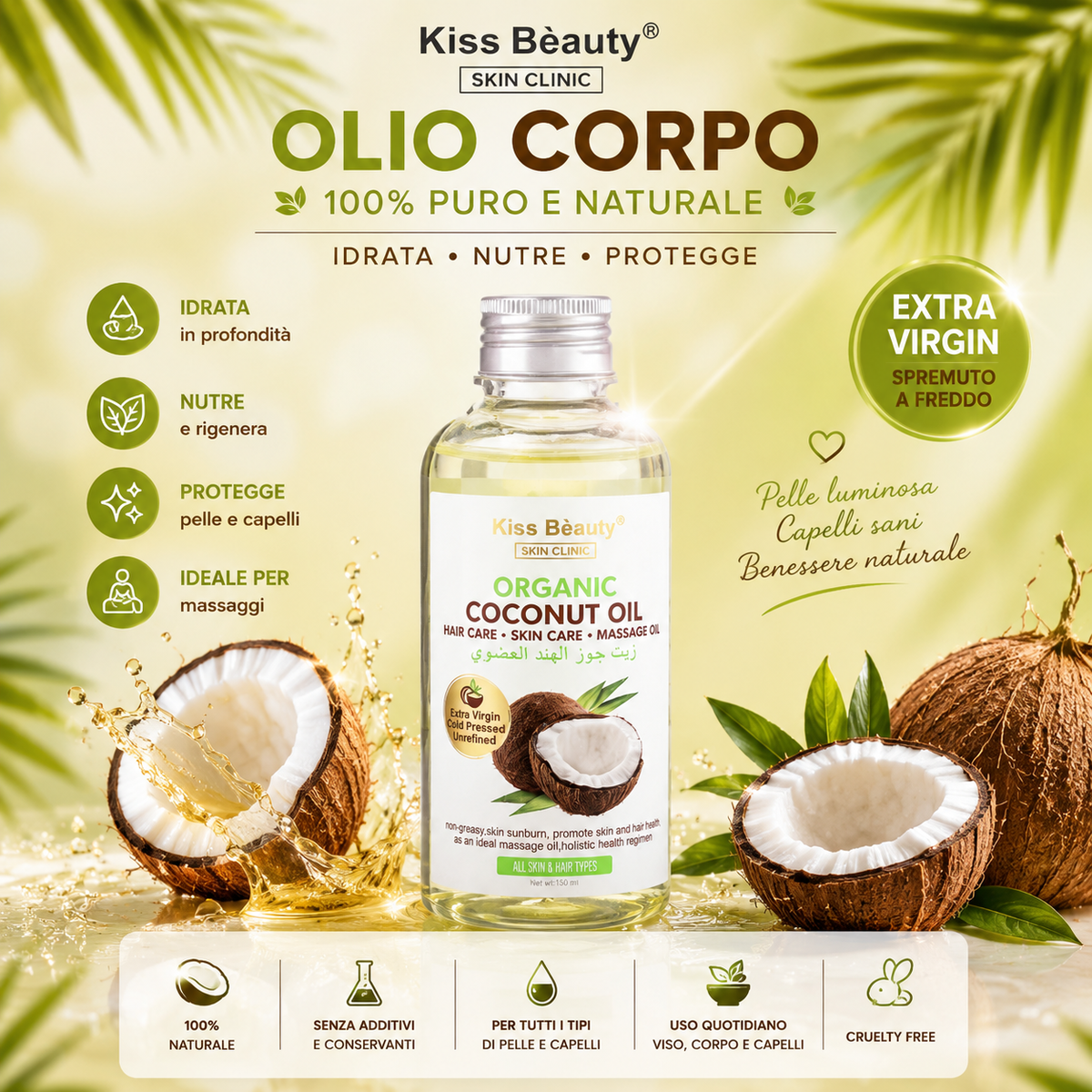 OLIO CORPO E CAPELLI AL COCCO 🥥 150 ML