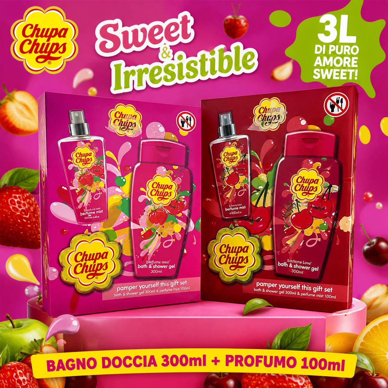 Chupa Chups Beauty Set Fragola – Bagnodoccia 300ml + Profumo 100ml