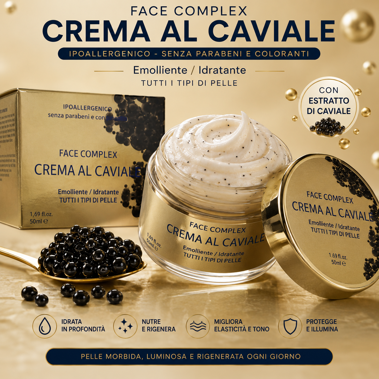FACE COMPLEX Crema al Caviale 50 ml Anti Age Rassodante e Rigenerante
