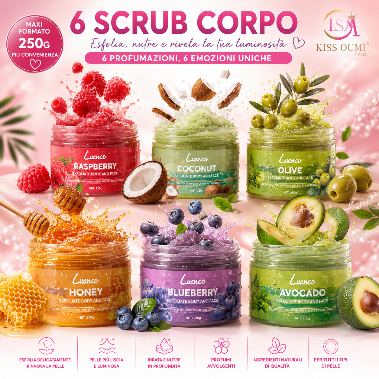 LUNENCO SCRUB CORPO 250GR / VARIE FRAGRANZE