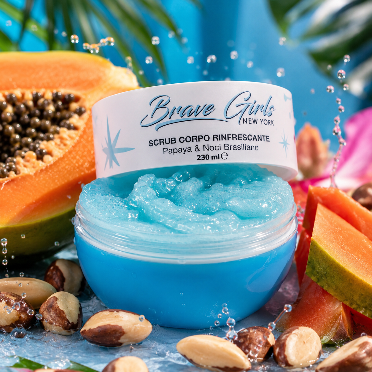 Brave Girls Scrub Corpo Rinfrescante Papaya e Noci Brasiliane 250g