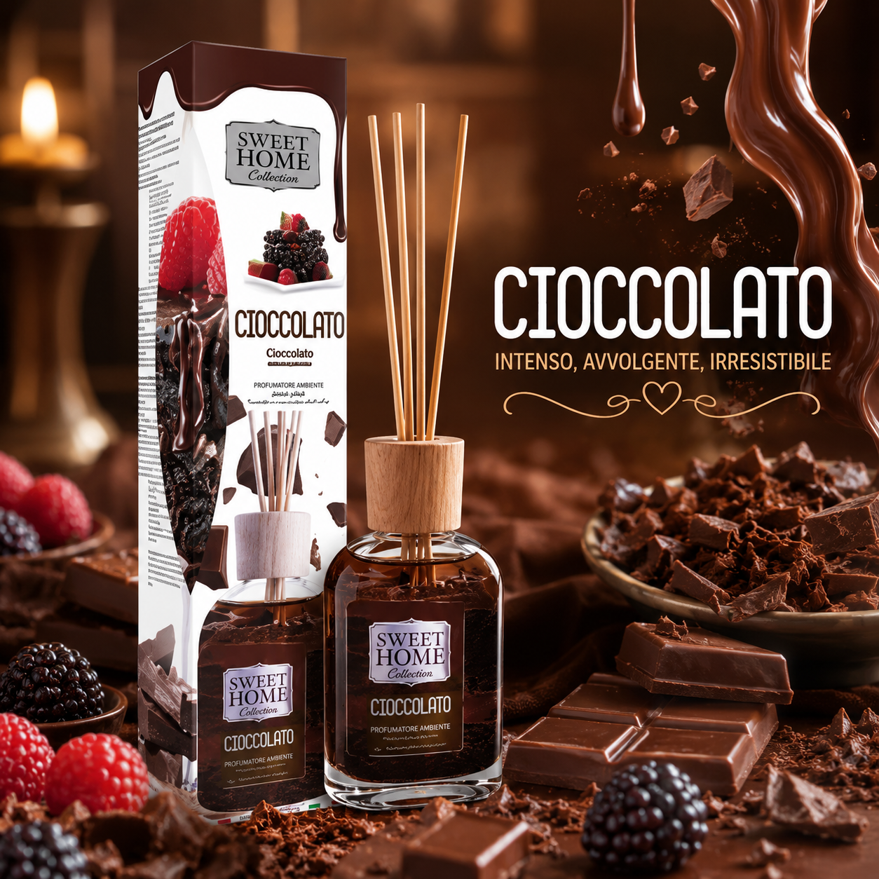 Sweet Home Profumatore Ambiente Bastoncini Cioccolato 100 ml