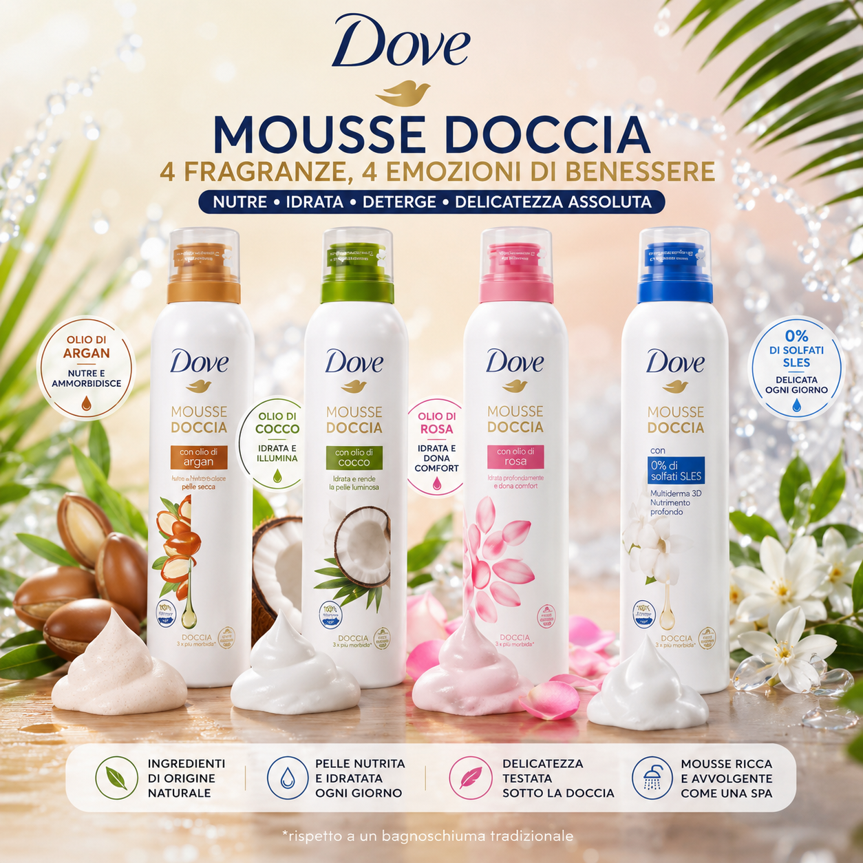 DOVE MOUSSE DOCCIA 200 ML | VARIE FRAGRANZE