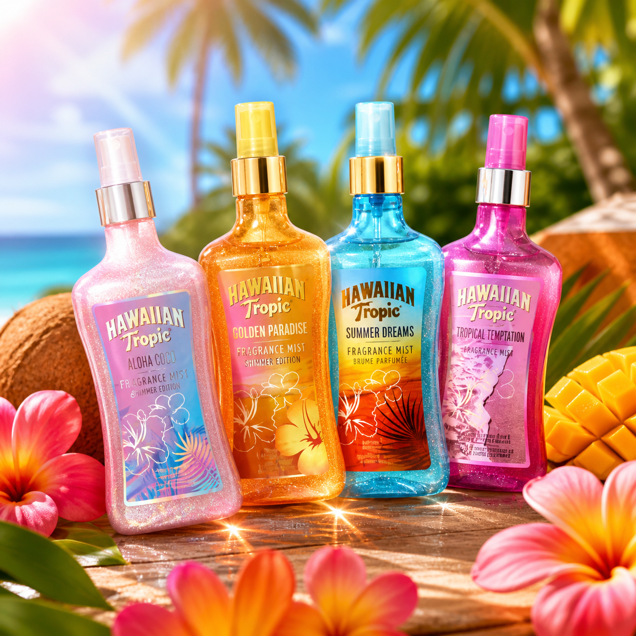 Spray Corpo Profumato Hawaiian Tropic 250ml ✨🌴 Fragranza Tropicale Shimmer Effetto Glow