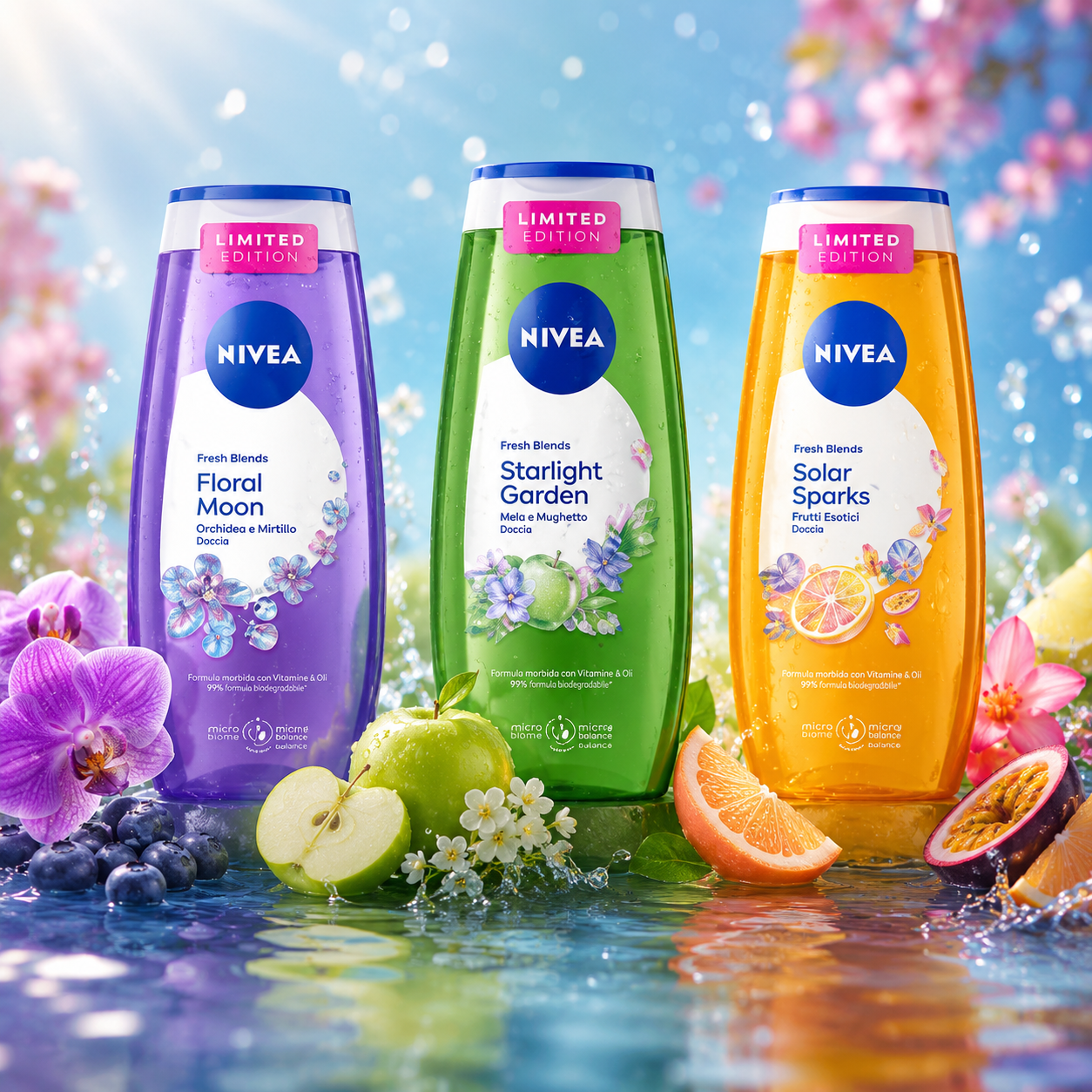 Nivea Fresh Blends Doccia Limited Edition – Floral Moon, Starlight Garden, Solar Sparks