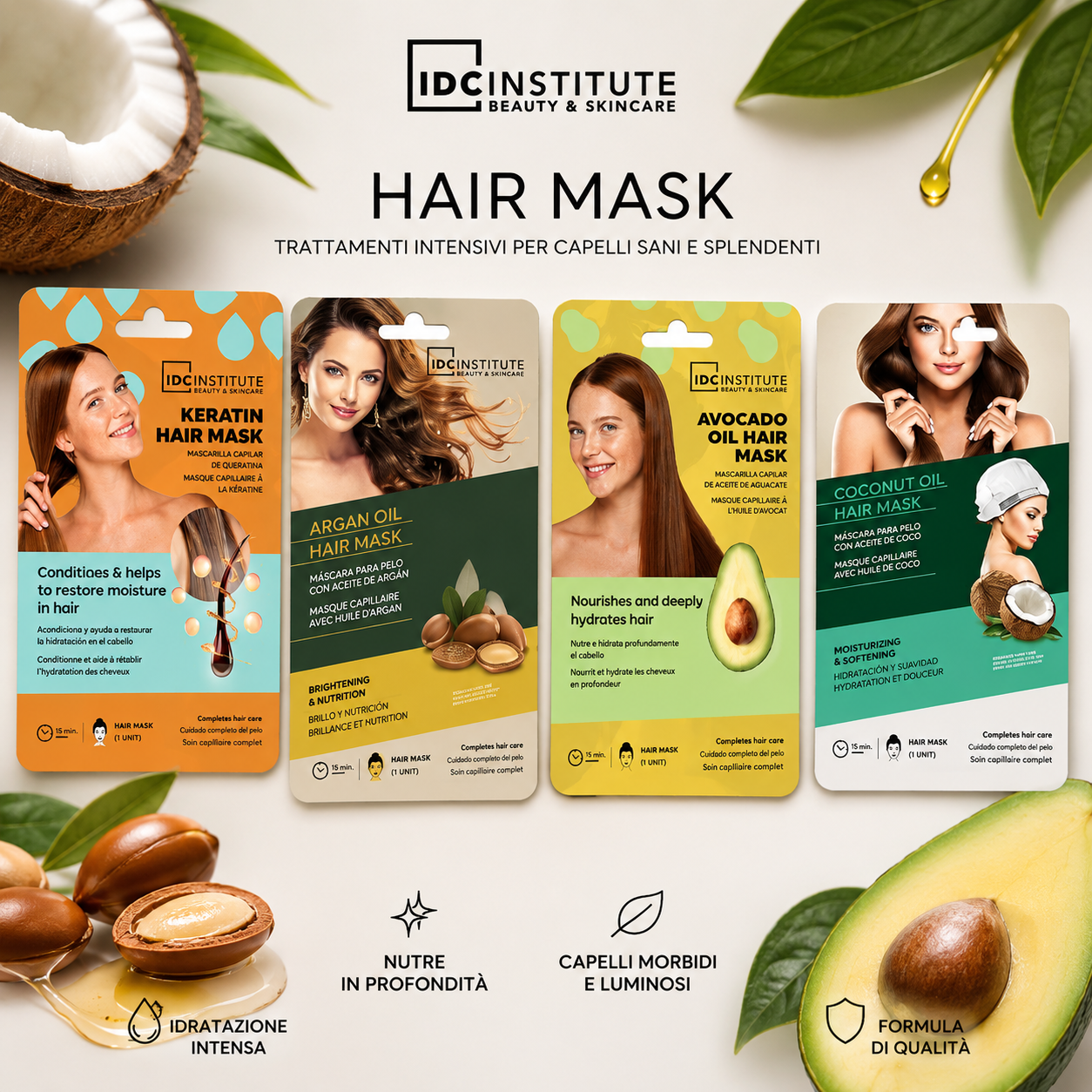 IDC Institute Hair Mask – Maschera Capelli Idratante e Nutriente | Varianti Naturali
