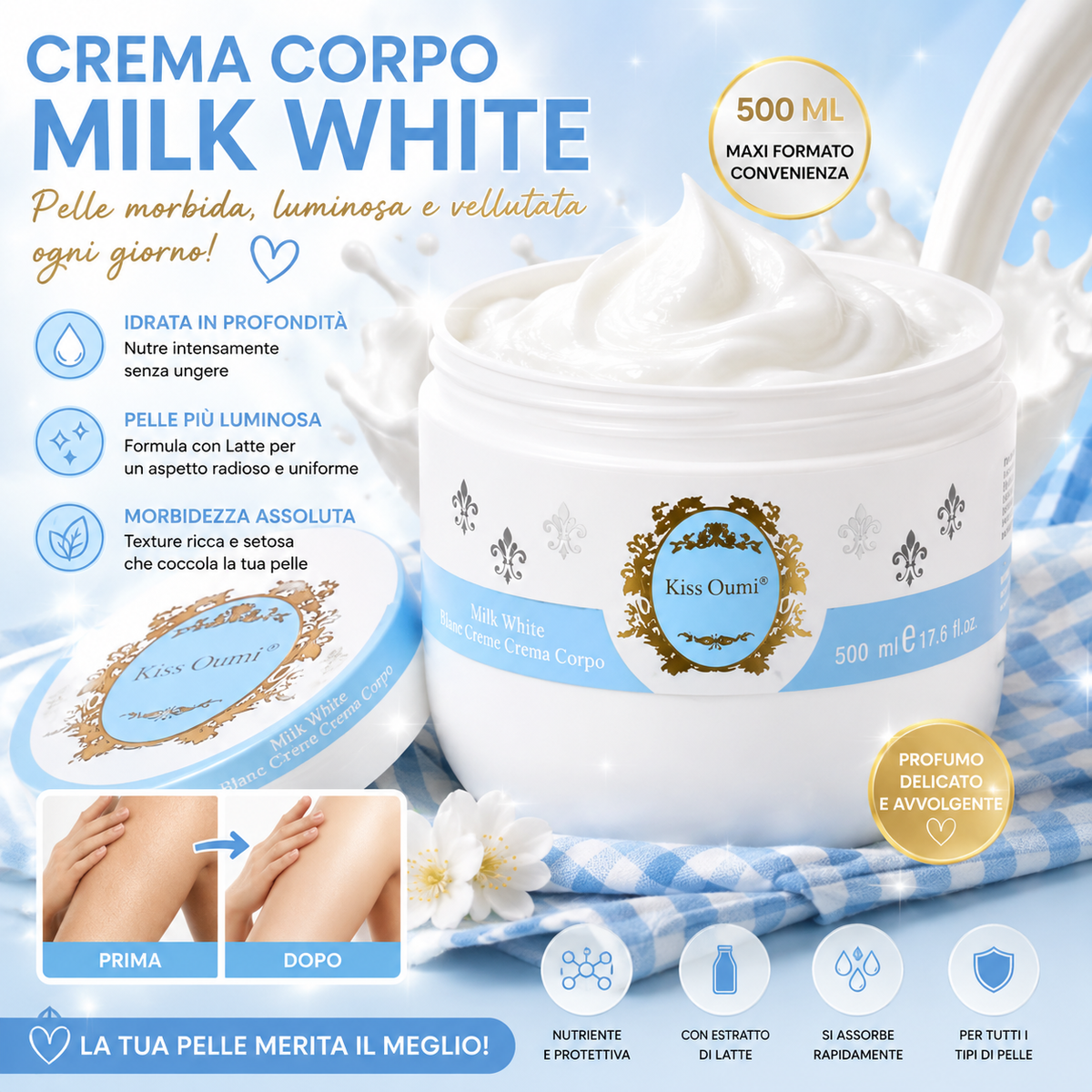 CREMA CORPO BIANCO LATTE  🥛 500 Ml