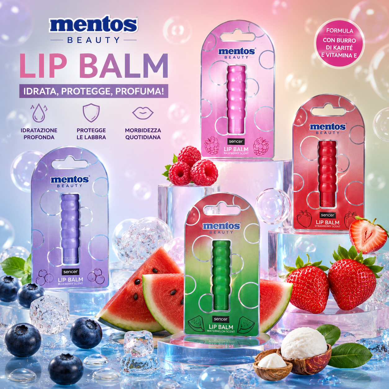 MENTOS Lip Balm Balsamo Labbra Idratante Aromatizzato