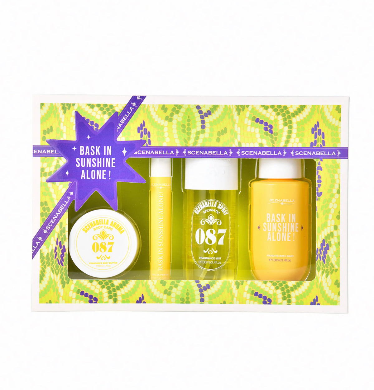 087 Bask In Sunshine Alone – Cofanetto Corpo 4 Pezzi: Burro Corpo 50 ml + Profumo 10 ml + Body Mist 100 ml + Bagnoschiuma 100 ml