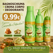 Set Corpo Caramello e Pistacchio 3 Pezzi Bagnoschiuma Crema Corpo Deodorante 250ml + 250ml + 150ml