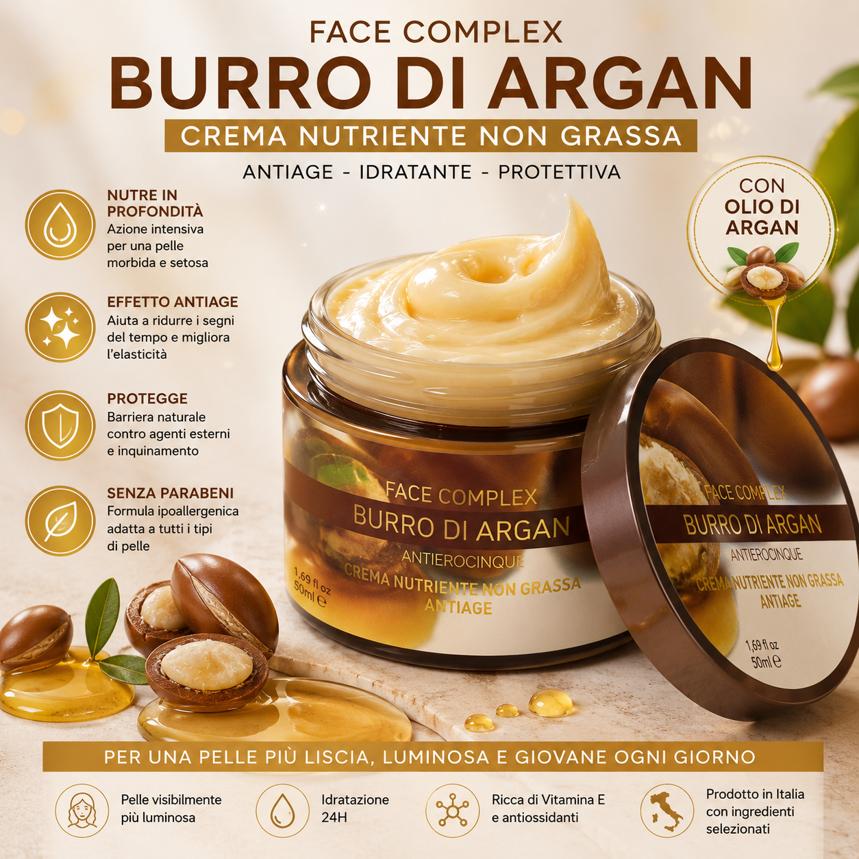 FACE COMPLEX Burro di Argan 100 ml Nutriente per Viso