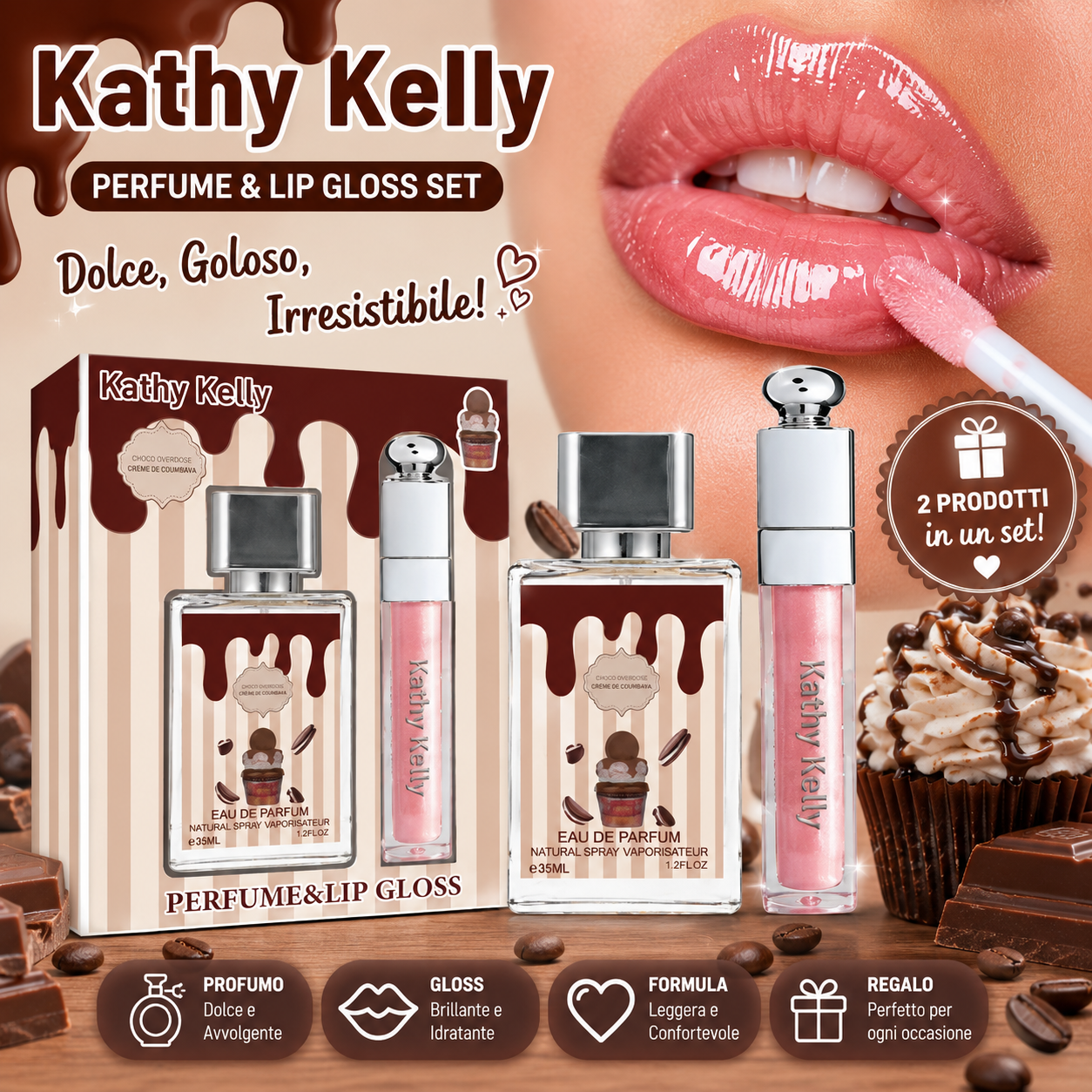 Kathy Kelly Cioccolato – Profumo 35 ml + Lip Gloss