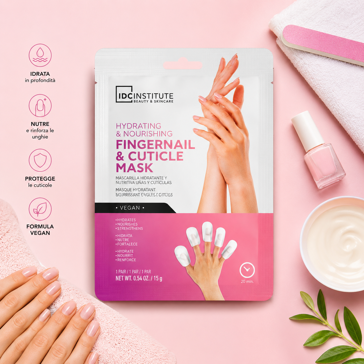 Idc Institute Fingernail & Cuticle Mask – Maschera Idratante per Unghie e Cuticole
