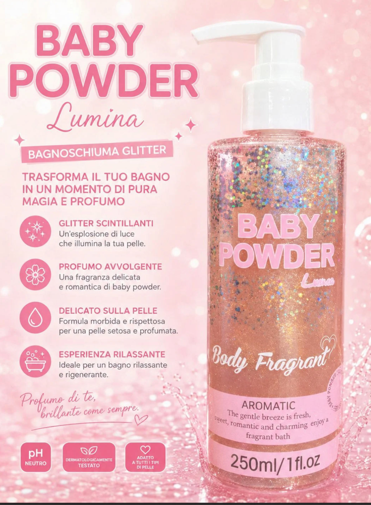 BAGNOSCHIUMA GLITTER 250 ML baby powder