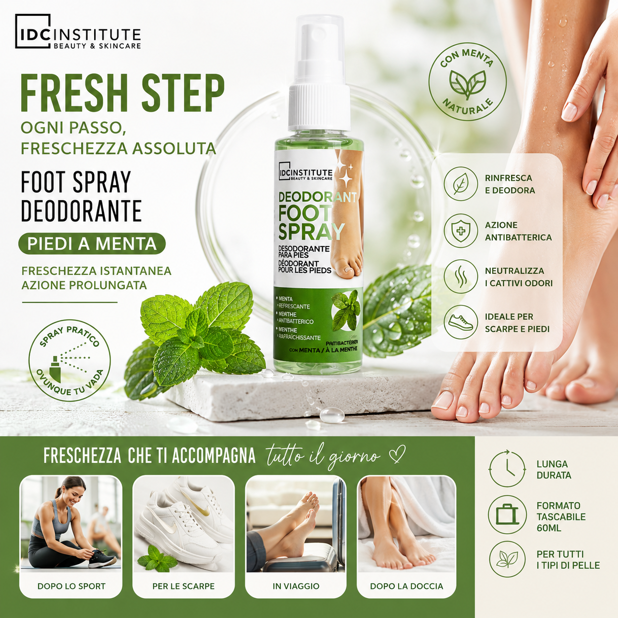 IDC spray deodorante piedi menta 60ml