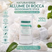 Naturaverde Allume di Rocca Deodorante Naturale Delicato Lunga Durata 120 ml