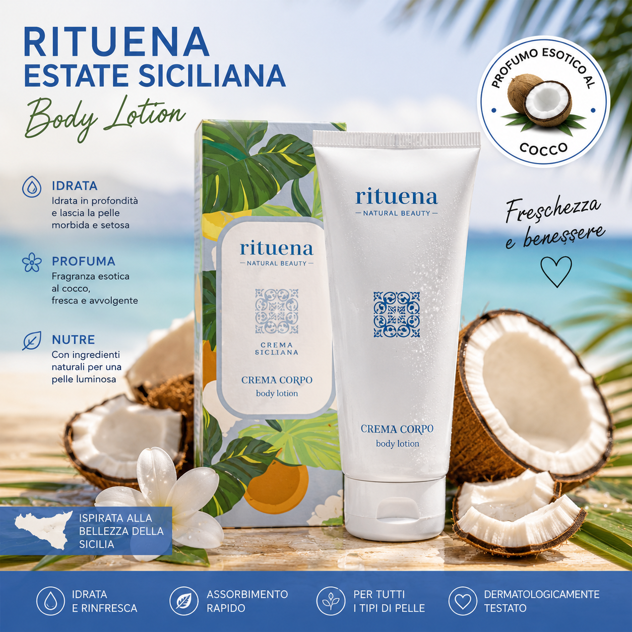 RITUENA Estate Siciliana Crema Corpo al Cocco – 200ml