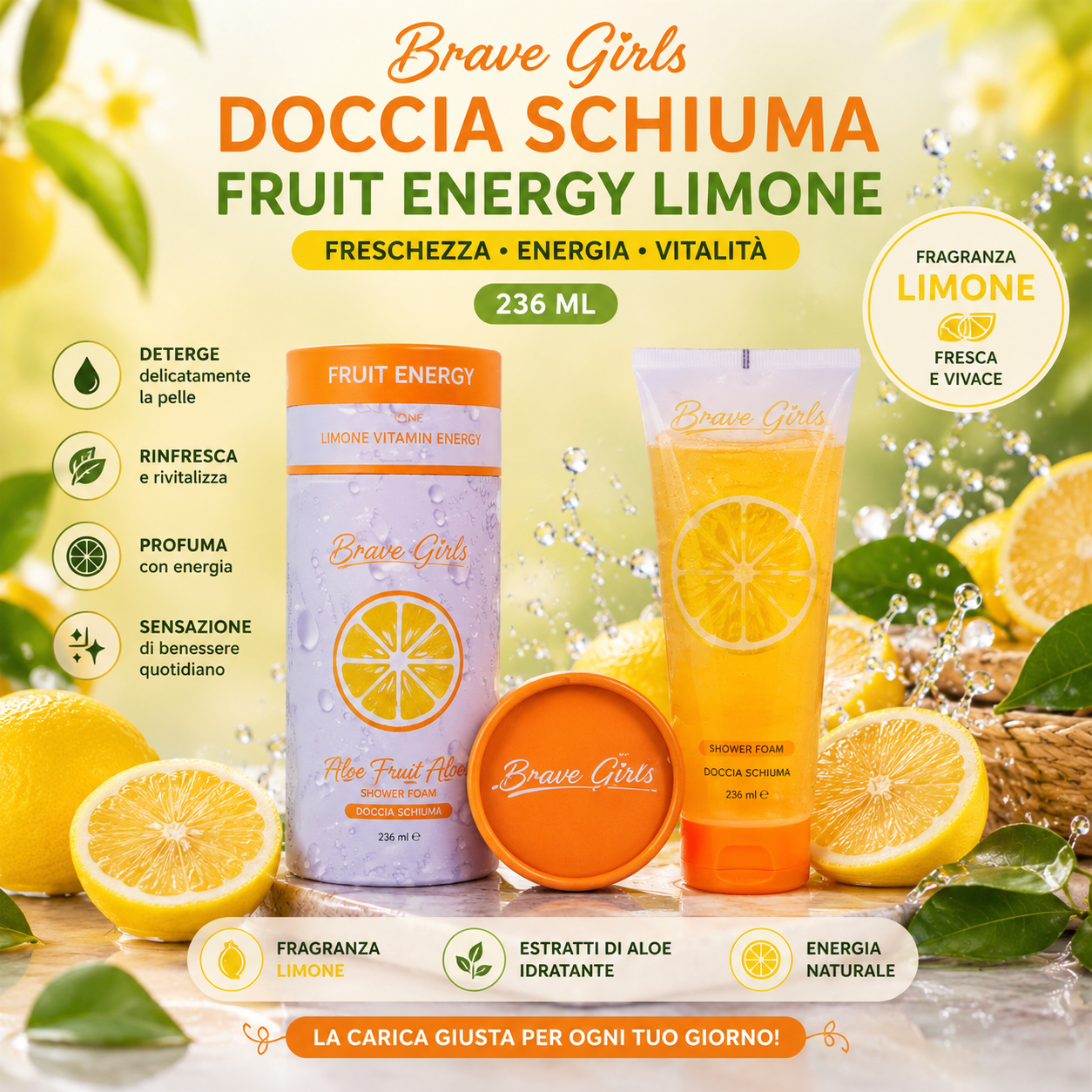 Brave Girls Docciaschiuma Fruit Energy Arancia 236ml