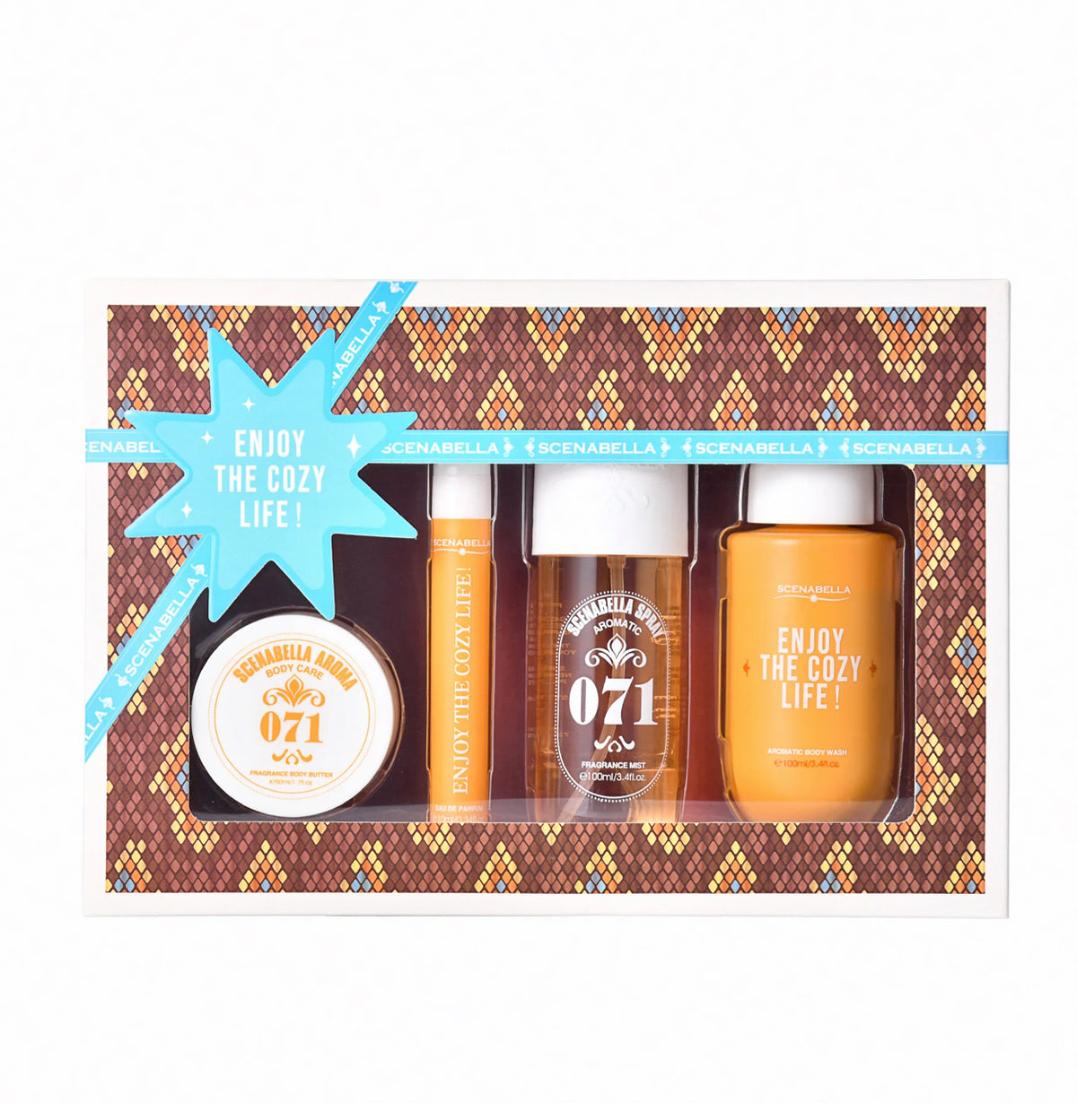 071 Enjoy The Cozy Life – Cofanetto Corpo 4 Pezzi: Burro Corpo 50 ml + Profumo 10 ml + Body Mist 100 ml + Bagnoschiuma 100 ml