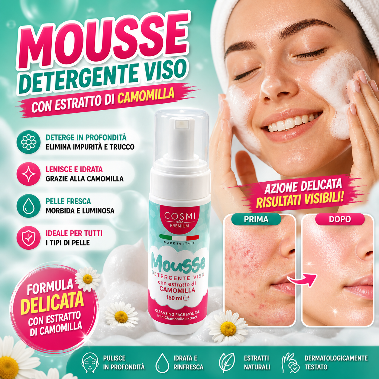 🌼 MOUSSE DETERGENTE VISO CAMOMILLA