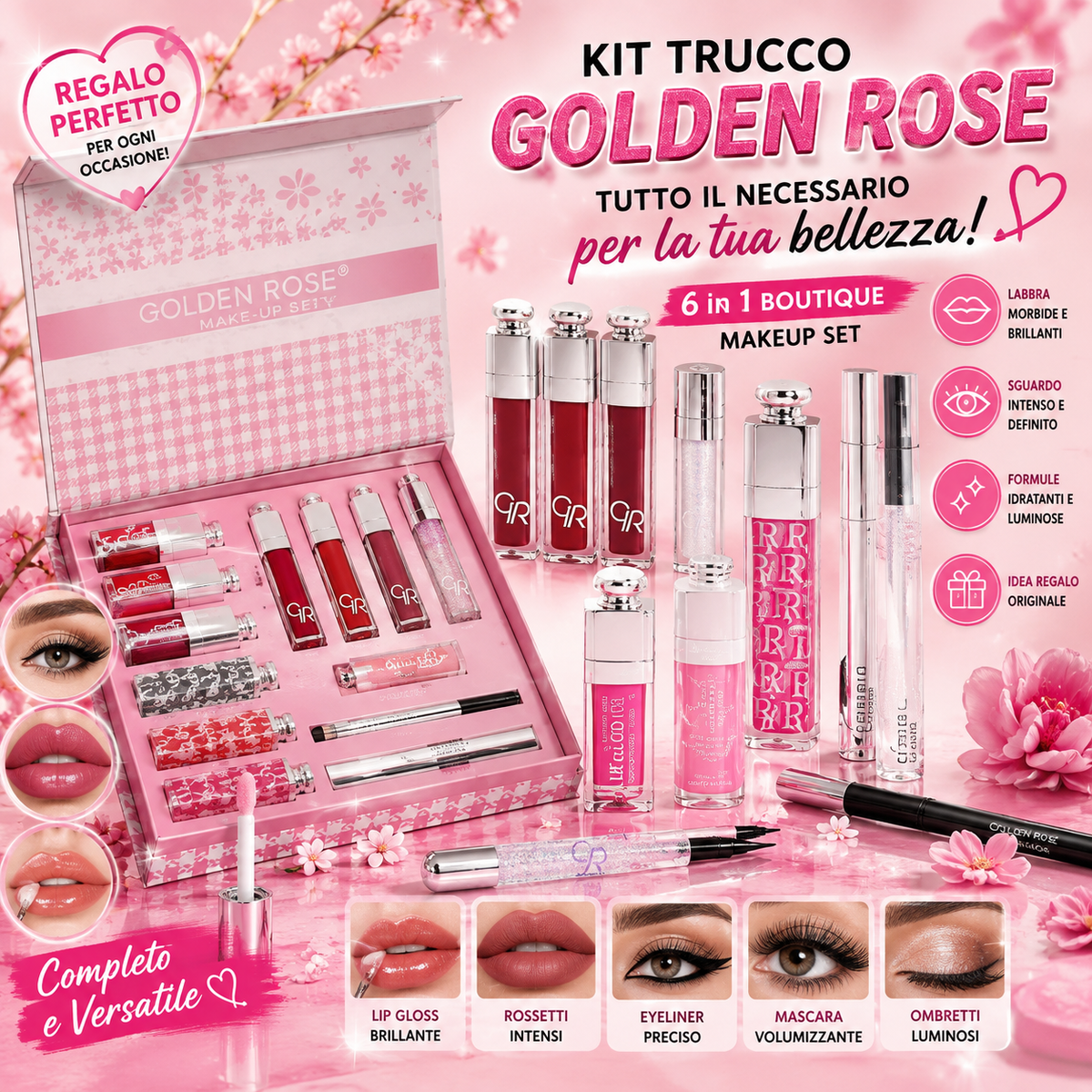 Golden Makeup Kit – Set Trucco Completo Donna