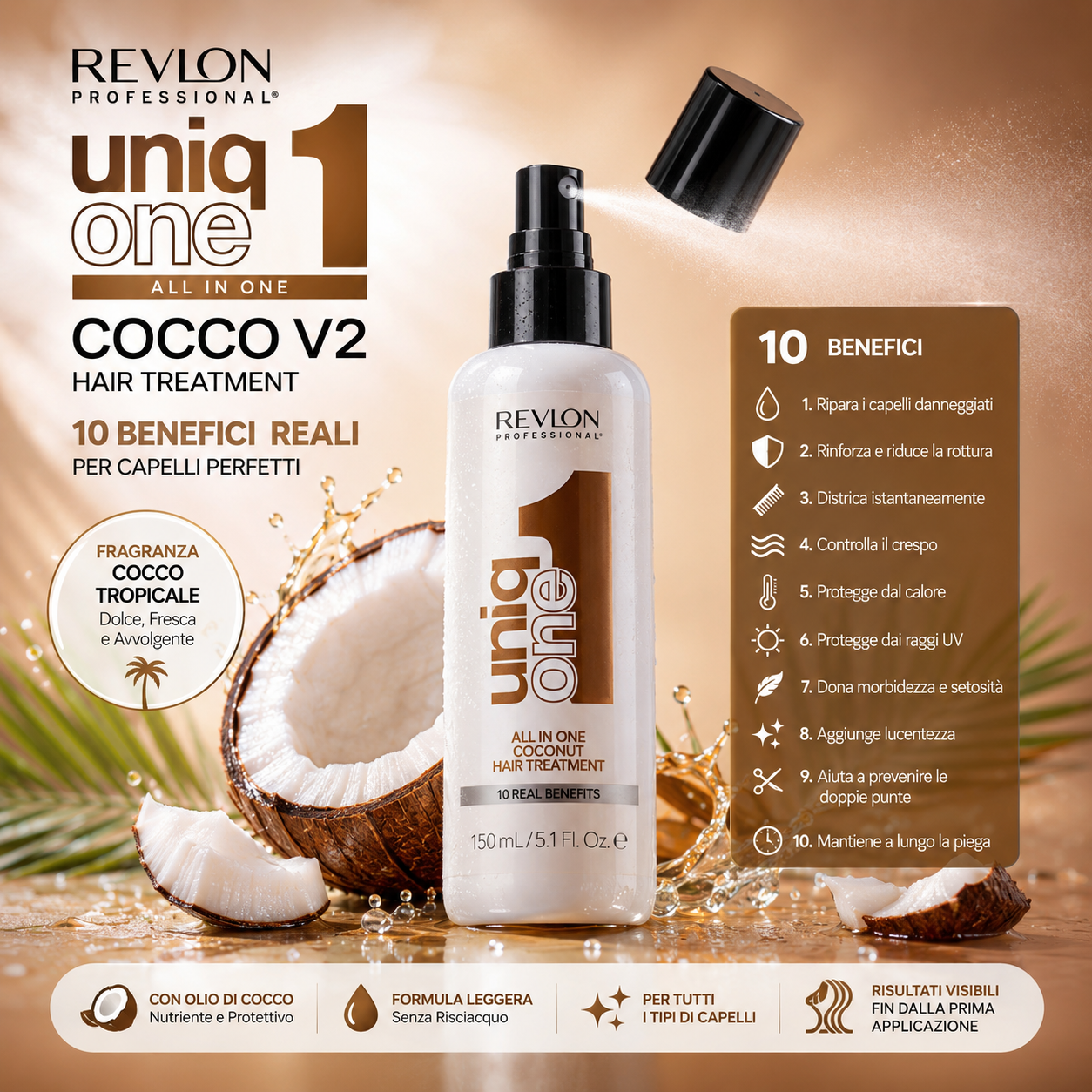 Revlon Professional Uniq One Hair Treatment Cocco Maschera Spray Leave In 150 ml