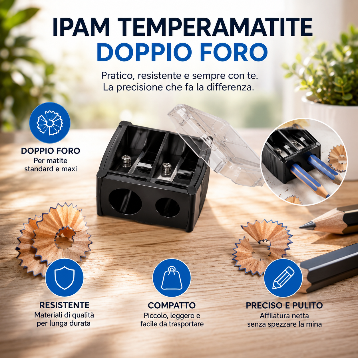 Temperamatite Doppio Foro Professionale per Matite Makeup