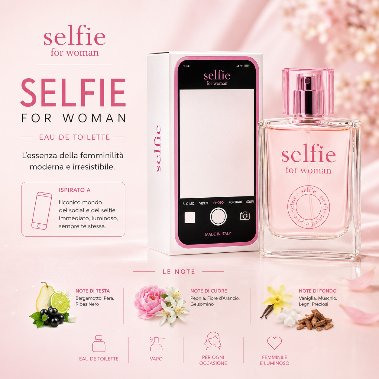 Profumo Selfie For Woman Eau de Toilette – Fragranza Femminile Floreale e Vanigliata