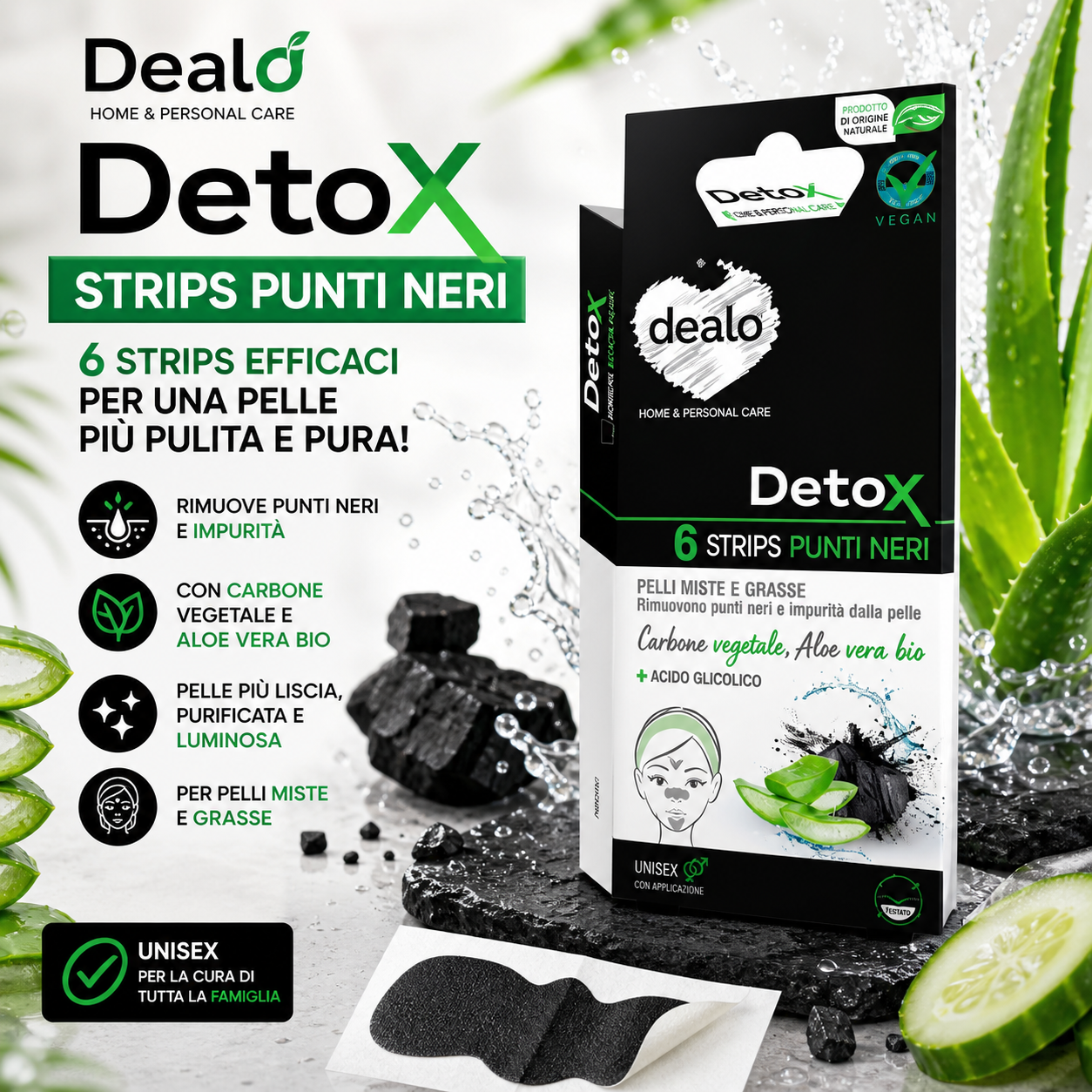 Strisce Punti Neri Detox al Carbone 🖤✨ Pulizia Profonda Pori e Impurità