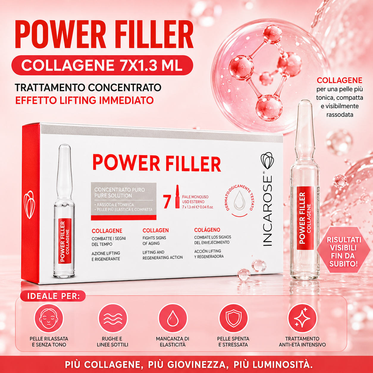 Power Filler Collagene 7x1,3ml – Trattamento Viso Effetto Lifting Intensivo