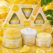 Brave Girls Fruit Energy Limone e vitamin c   Kit Corpo Esfoliante e Idratante | Scrub corpo + Crema corpo + crema viso