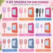 Le Fate di Jo Set Spazzole e Pettini per Capelli – Kit Professionali Districanti e Styling