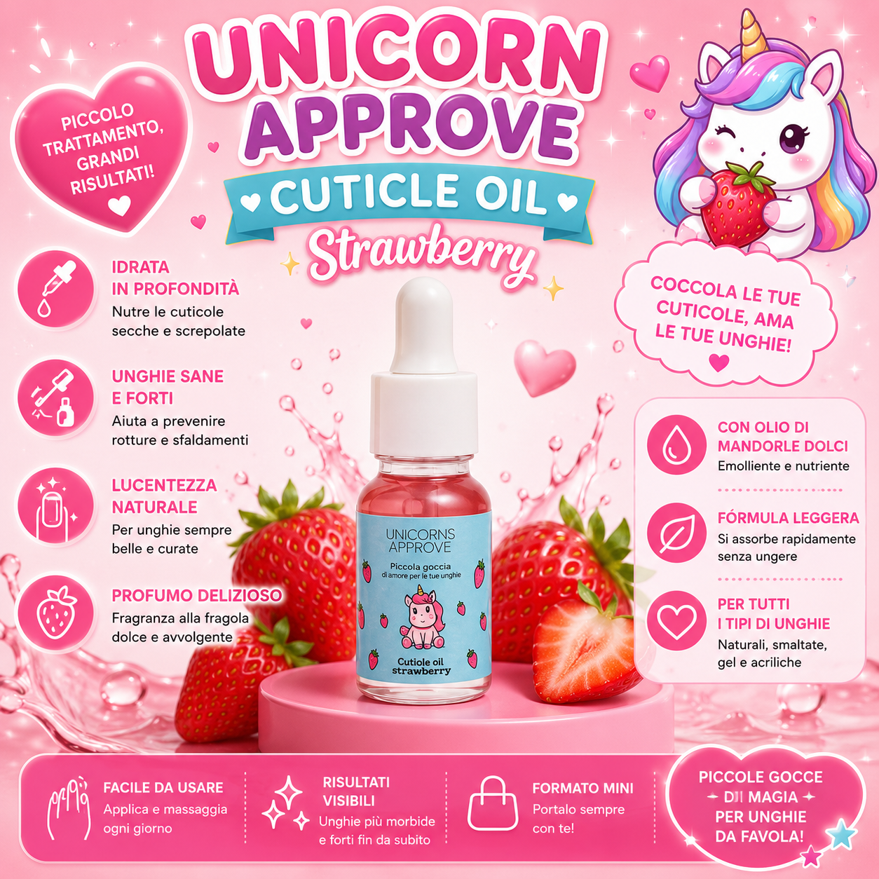 Unicorns Approve | Olio per cuticole alla fragola 🍓